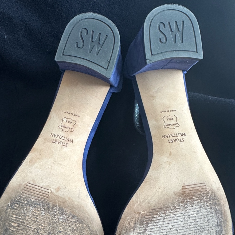 Stuart Weitzman Blue Suede Women's Ankle Strap Heels -Size 9.5 - Picture 8 of 9